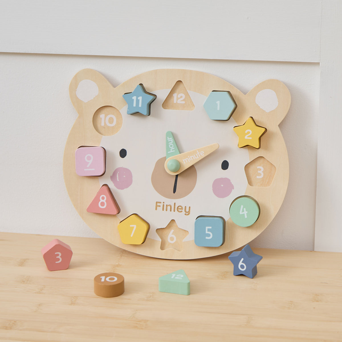 My 1st Years Personalised Wooden Bear Clock Puzzle