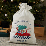Personalised Blue Checkered Christmas Tree Sack