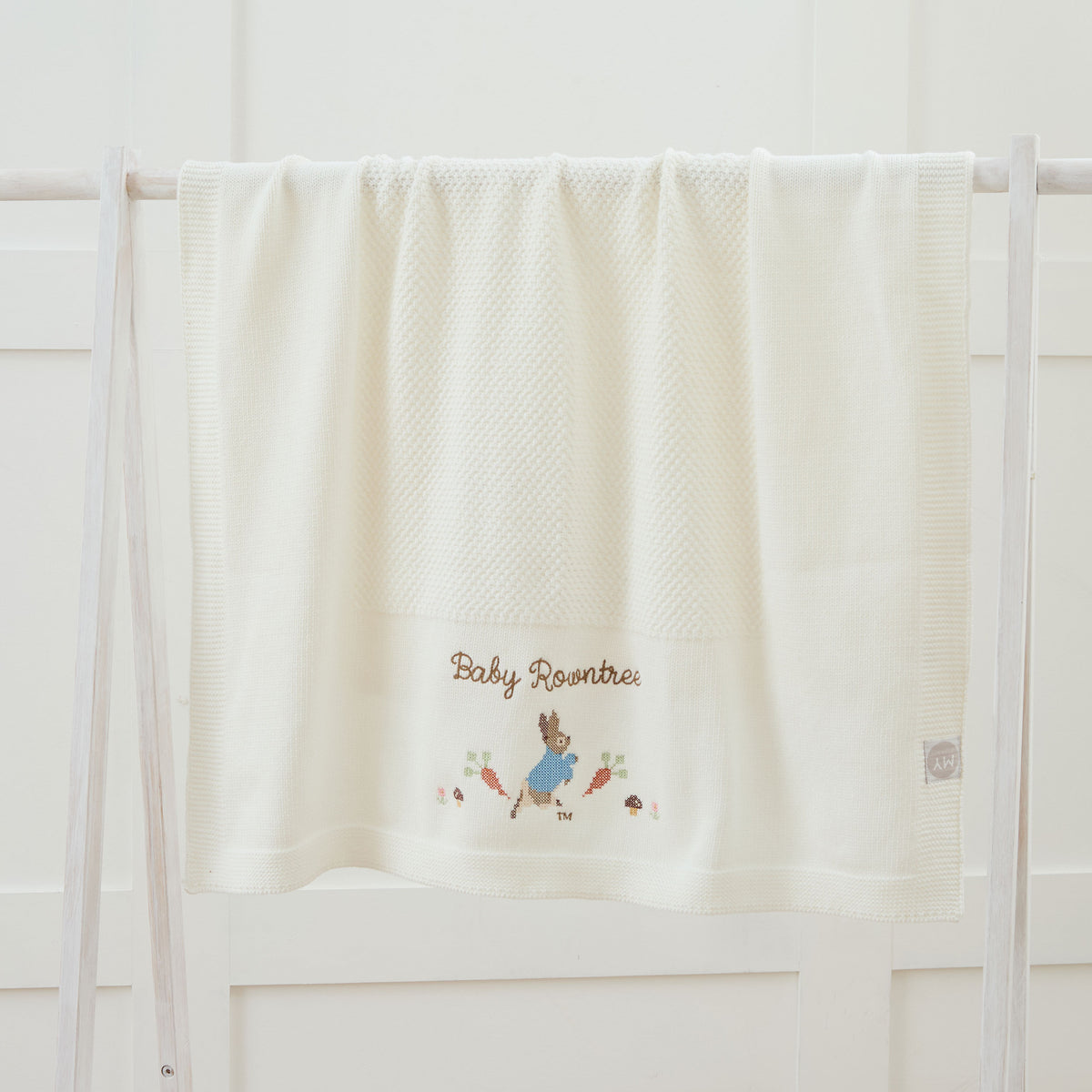Personalised Peter Rabbit™ Cross Stitch Ivory Shawl