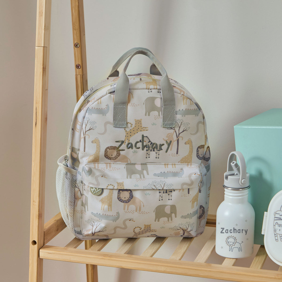 Personalised Neutral Safari Medium Backpack