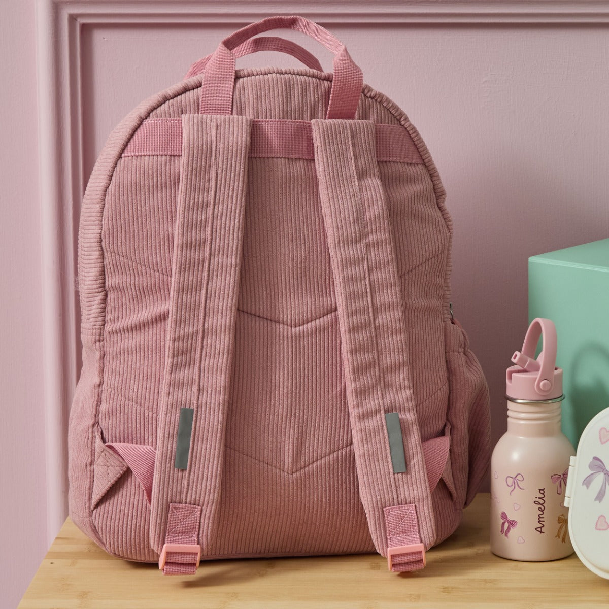 Personalised Cherries Large Pink Cord Backpack