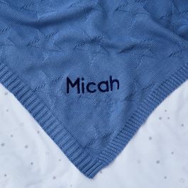 Blue Jacquard Smocked Blanket by Baby Threads main image 0