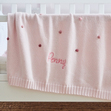 Personalised Pink Spot Bobble Blanket 