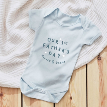 Personalised Blue Our 1st Father's Day Bodysuit 