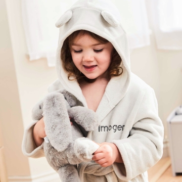 Personalised Grey Hooded Fleece Robe