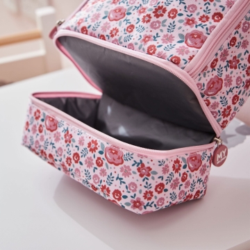 Personalised Pink Ditsy Print Lunch Bag with Compartment
