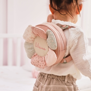 Personalised Pink Flower Tiny Character Backpack