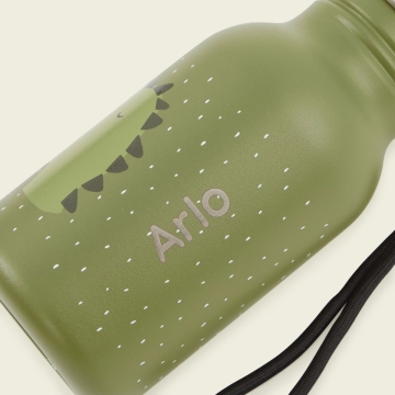 Personalised Trixie Green Dinosaur 350ml Water Bottle