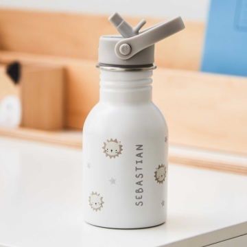 Personalised White Lion Water Bottle