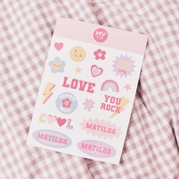 My Kids Personalised Pink Guitar Sticker Sheet