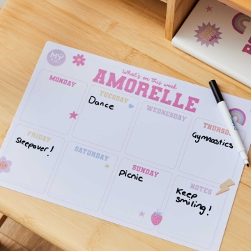 My Kids Personalised Baker Ross Pink Weekly Planner