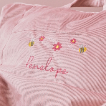 Personalised Pink Bumblebee Cord Bean Bag Chair 