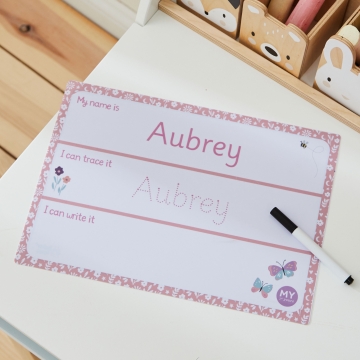 Personalised Baker Ross Pink Floral Whiteboard & Pen