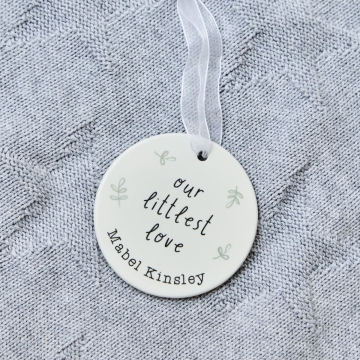 Personalised Littlest Love Ceramic Hanging Decoration