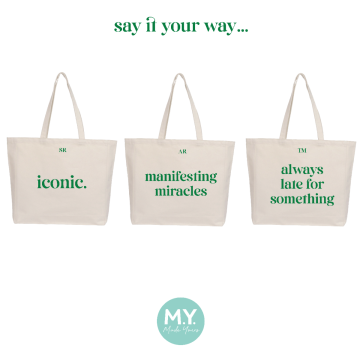 Personalised Green Cotton Canvas Slogan Tote Bag