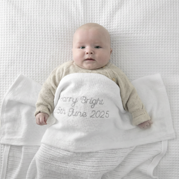 Personalised Ivory Cellular Baby Blanket