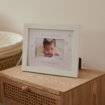 Personalised Pink Dove Christening Frame