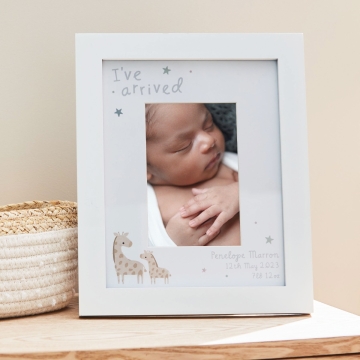 Personalized Giraffe Baby Announcement Photo Frame