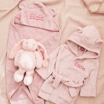 Personalised Pink Splash, Snuggle & Cuddle Gift Set
