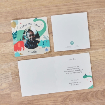 Personalised Dinosaur Happy Birthday Photo Card