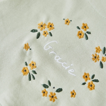 Personalised Yellow Flower Wreath Sage Sweatshirt