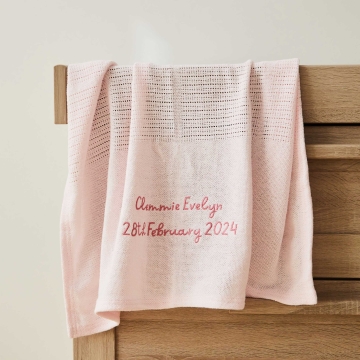 Personalised Light Pink Cellular Baby Blanket