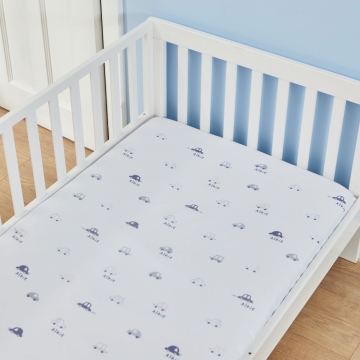 Personalised Blue Car All-Over Print Fitted Cot Sheet