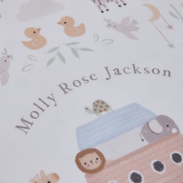 Personalised Noah's Ark Christening Baptism Jersey Blanket