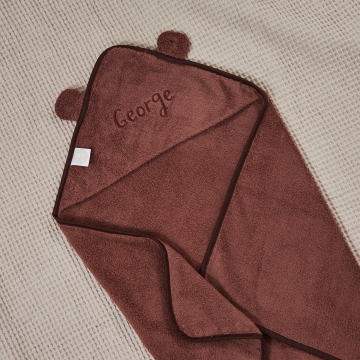 Personalised Cocoa Small Hooded Towel