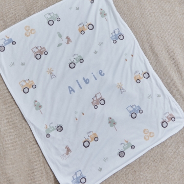 Personalised Tractor All-Over Print Jersey Blanket