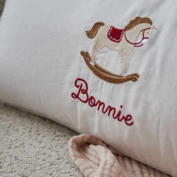 Personalised Rocking Horse Linen Cushion