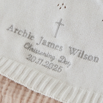 Personalised Ivory Christening Cashmere Blend Blanket