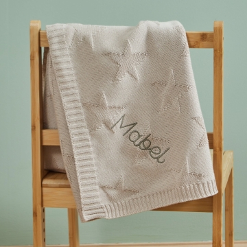 Personalised Oatmeal Star Jacquard Baby Blanket