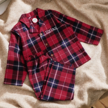 Personalised Traditional Red Checkered Pyjamas