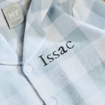 Personalised Traditional Blue Checkered Pyjama Set