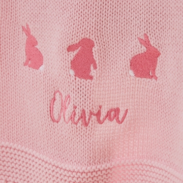 Personalised Pink Bunny Baby Shawl 