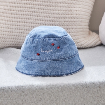 Personalised Ladybird Denim Bucket Hat
