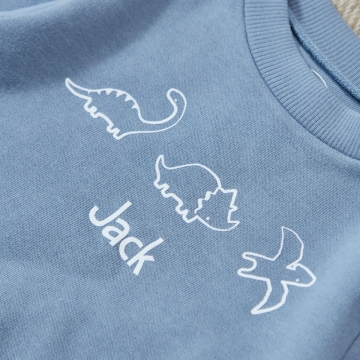 Personalised Dinosaur Blue Sweatshirt