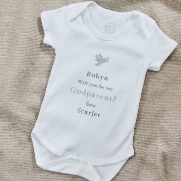 Personalised Will You Be My Godparent? White Bodysuit
