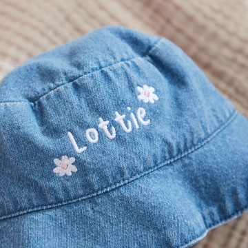 Personalised Daisy Denim Bucket Hat