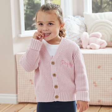 Personalised Front Name Pink Cardigan 