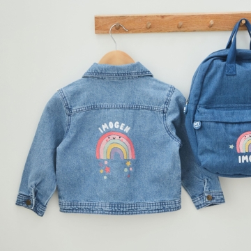 My Kids Personalised Rainbow Denim Jacket