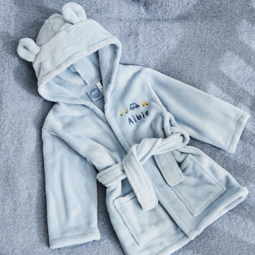 Personalised Blue Car Fleece Robe with Ears