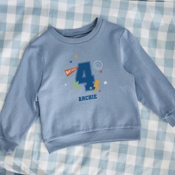My Kids Personalised Name & Number Blue Sweatshirt