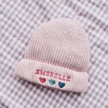 Personalised Heart-Design Pink Beanie