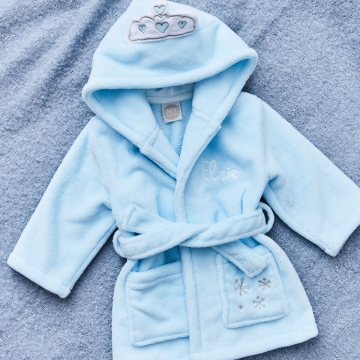 Personalised Snow Princess Blue Hooded Fleece Robe 