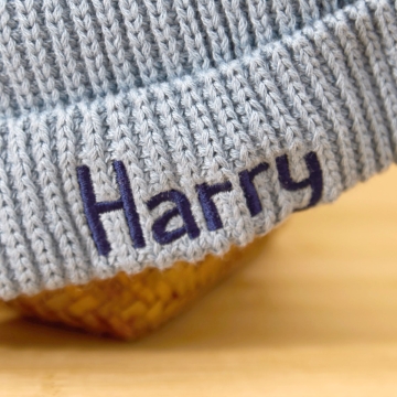 Personalised Simple Name Beanie Hat in Blue