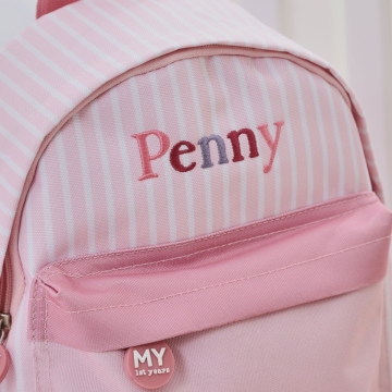 Personalised Pink Stripe Frill Mini Backpack 