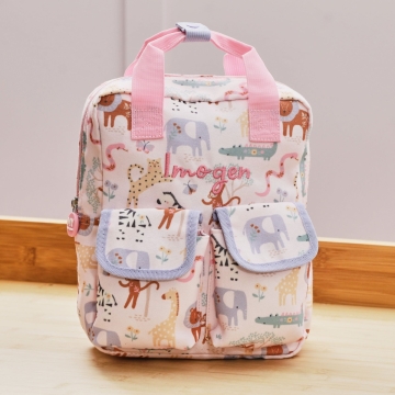 Personalised Pink Floral Safari Grab Handle Mini Backpack 