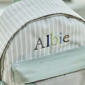 Personalised Sage Stripe Mini Backpack 
